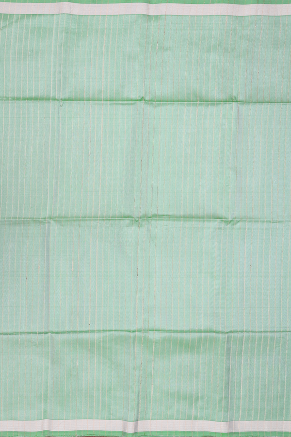 Soft Silk Saree In Green With Stripes Design