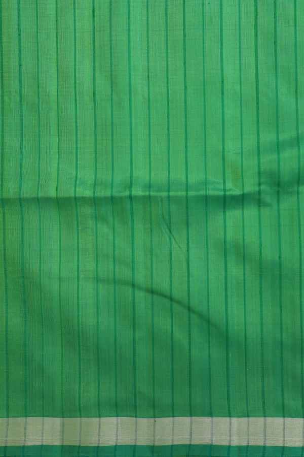 Soft Silk Saree In Green With Stripes Design