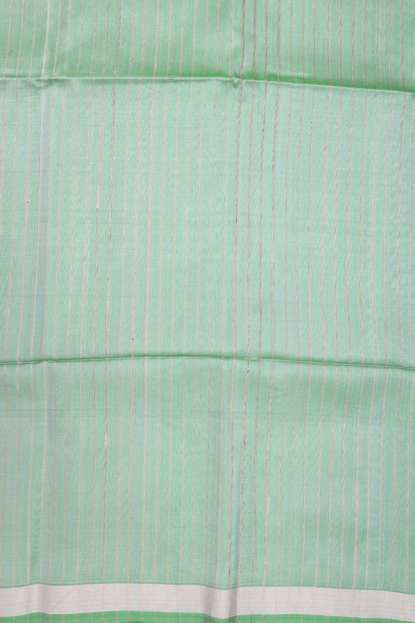 Soft Silk Saree In Green With Stripes Design