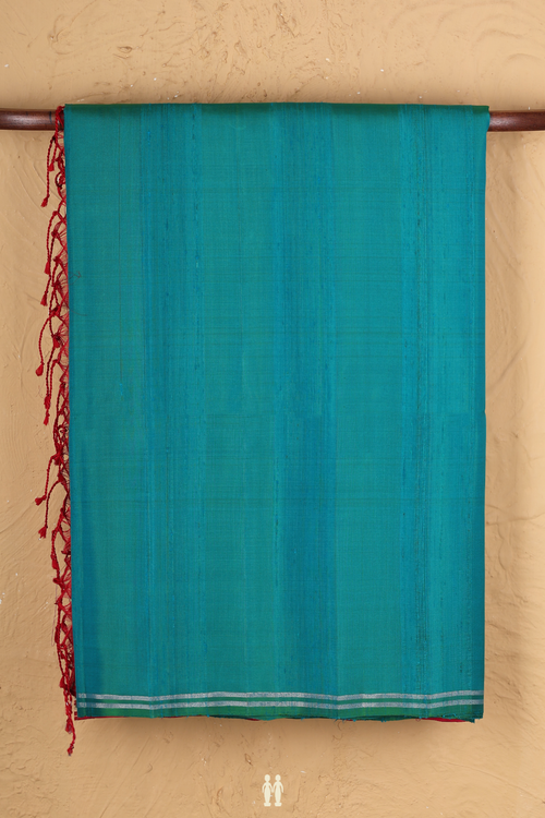 Soft Silk Saree In Teal Blue With Zari Border