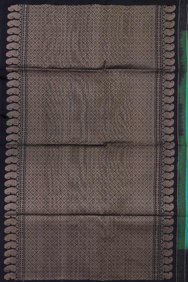 Soft Silk Saree In Green With Zari Buttas