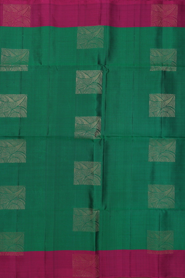 Soft Silk Saree In Green With Zari Motifs
