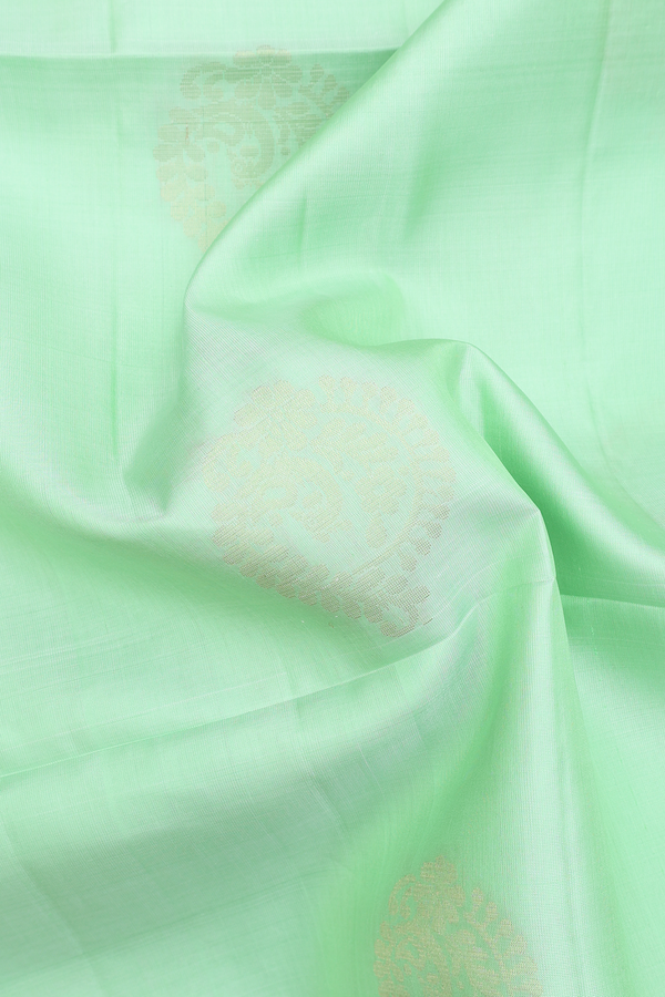 Soft Silk Saree In Green With Zari Motifs