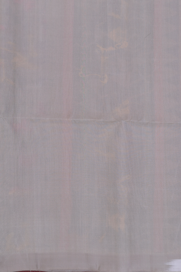 Soft Silk Saree In Greenish Grey With Threadwork Border