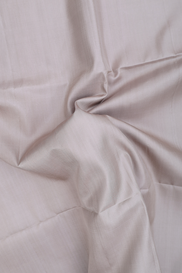 Soft Silk Saree In Greenish Grey With Threadwork Border