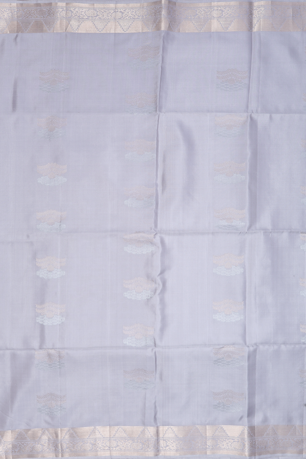 Soft Silk Saree In Grey With Floral Motifs