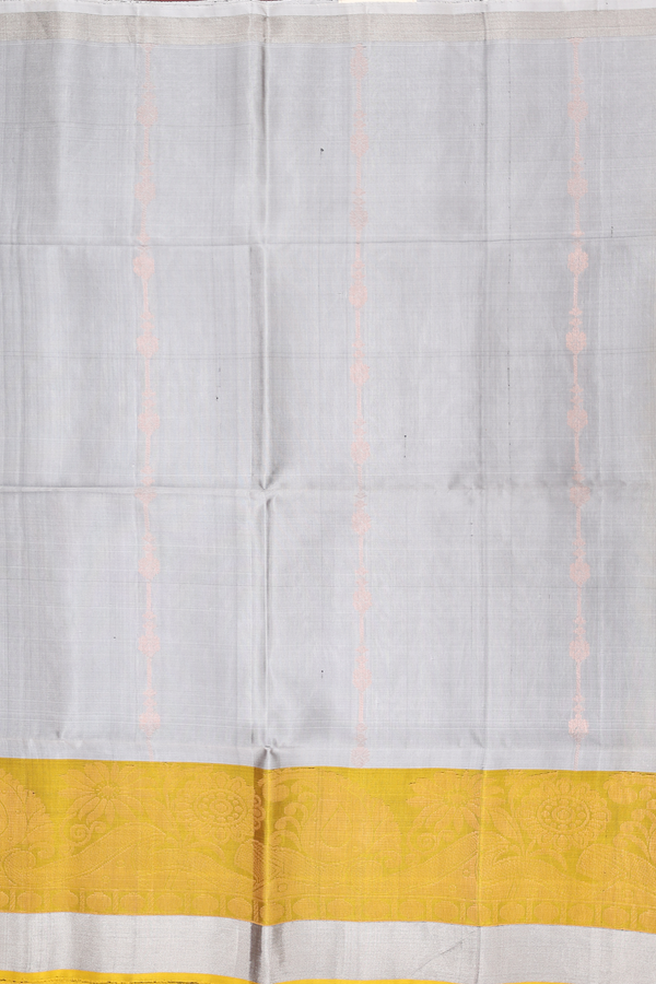 Soft Silk Saree In Grey With Stripes Design