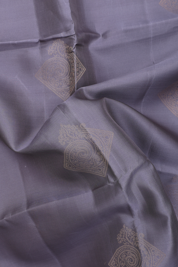 Soft Silk Saree In Grey With Zari Design