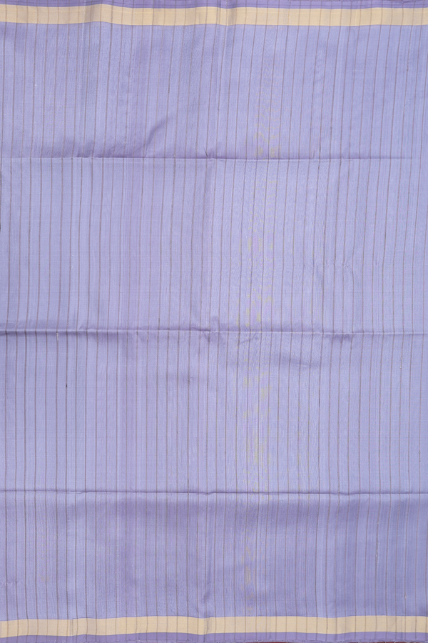 Soft Silk Saree In Greyish Purple With Self Stripes Design