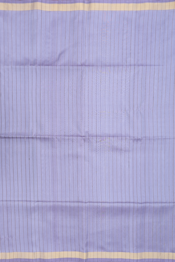 Soft Silk Saree In Greyish Purple With Self Stripes Design