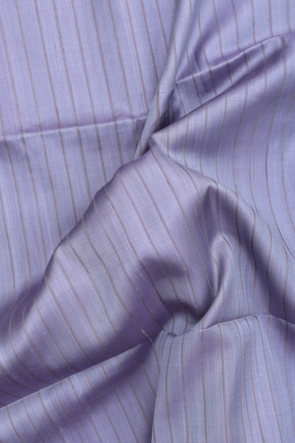 Soft Silk Saree In Greyish Purple With Self Stripes Design
