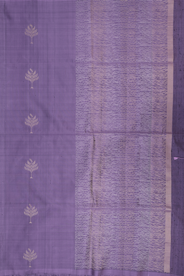 Soft Silk Saree In Greyish Purple With Tree Motifs