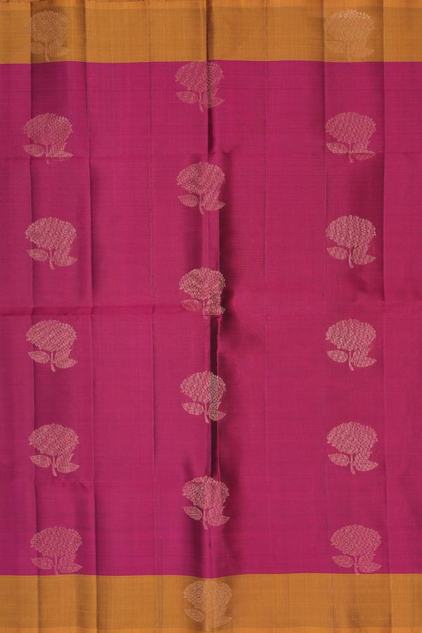 Soft Silk Saree In Hibiscus Red With Floral Motifs