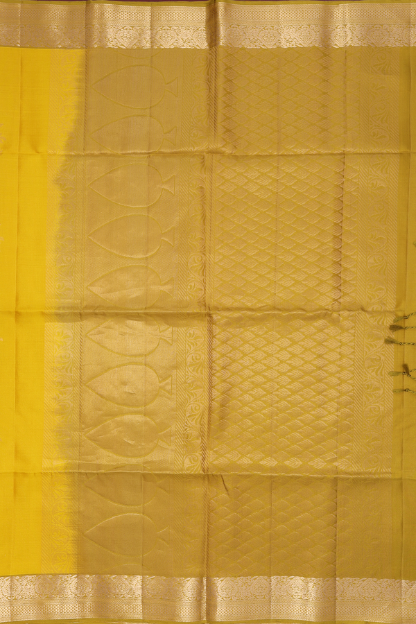 Soft Silk Saree In Honey Yellow With Zari Motifs
