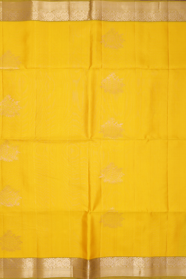 Soft Silk Saree In Honey Yellow With Zari Motifs