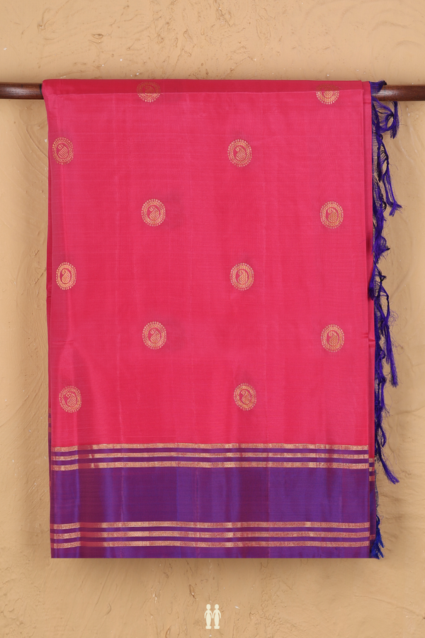 Soft Silk Saree In Hot Pink With Chakram Buttas