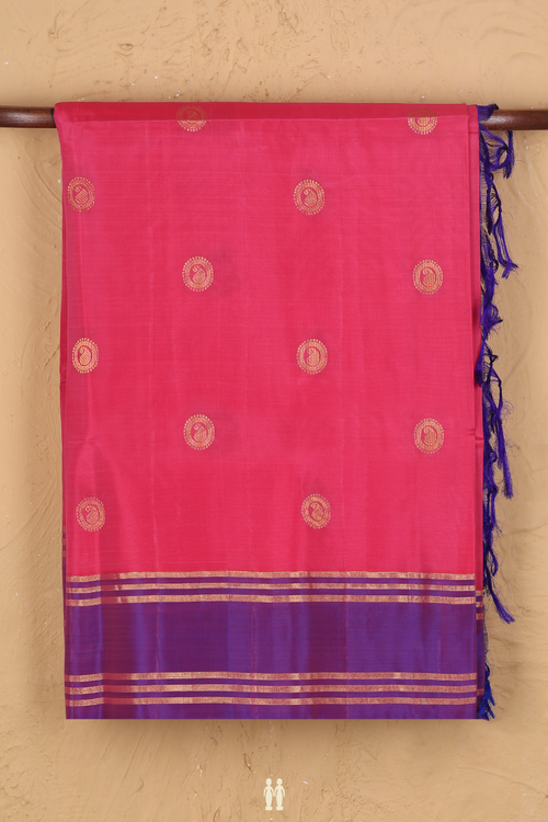 Soft Silk Saree In Hot Pink With Chakram Buttas