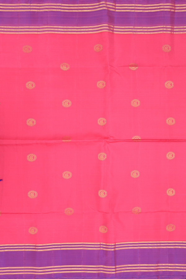 Soft Silk Saree In Hot Pink With Chakram Buttas