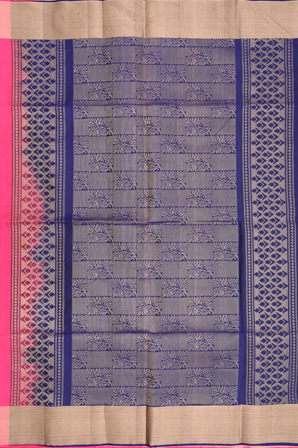 Soft Silk Saree In Hot Pink With Floral Motifs