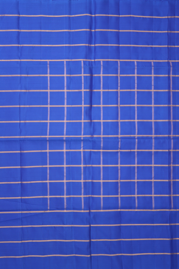 Soft Silk Saree In Indigo Blue With Checks Design