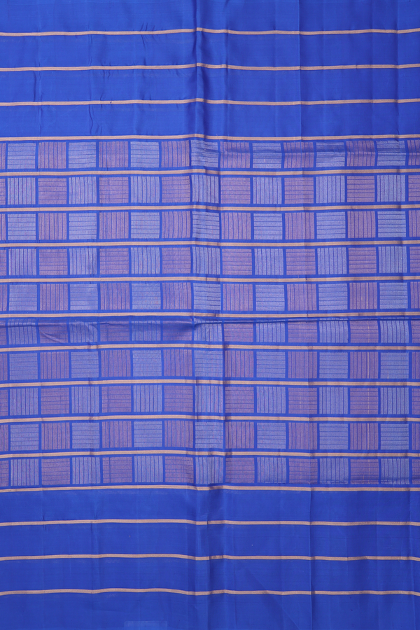 Soft Silk Saree In Indigo Blue With Checks Design