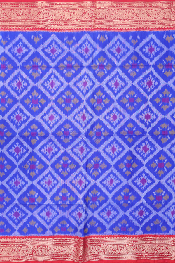 Soft Silk Saree In Indigo Blue With Printed Design