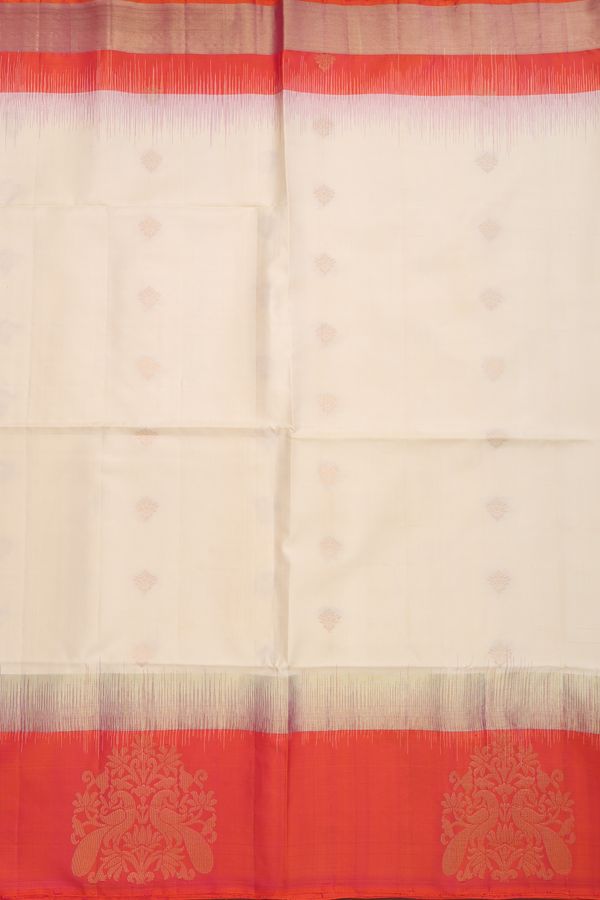 Soft Silk Saree In Ivory With Zari Buttas