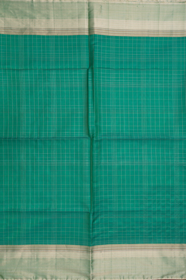 Soft Silk Saree In Jade Green With Zari Checked Design