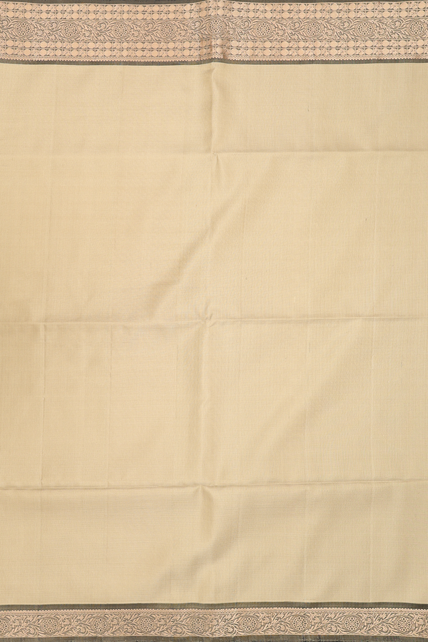 Soft Silk Saree In Khaki With Contrast Border