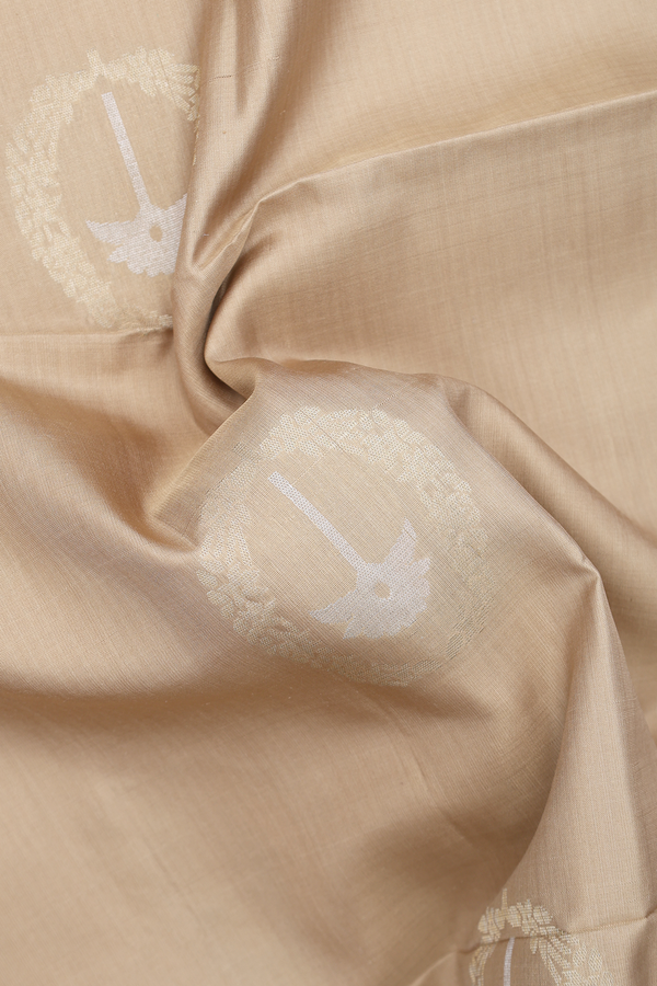 Soft Silk Saree In Khaki With Zari Motifs