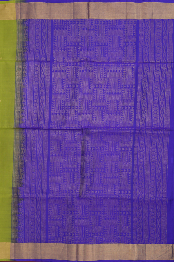 Soft Silk Saree In Lime Green With Floral Motifs