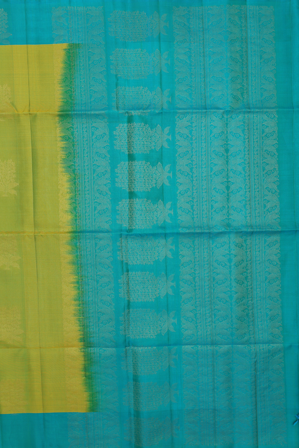 Soft Silk Saree In Lime Green With Tree Motifs