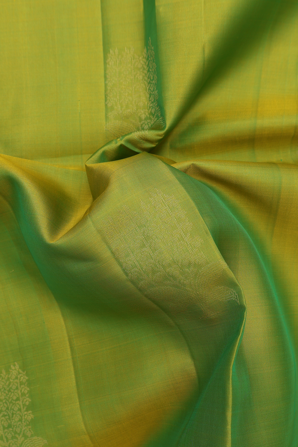 Soft Silk Saree In Lime Green With Tree Motifs
