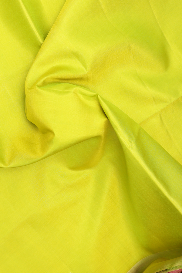Soft Silk Saree In Lime Green With Zari Border