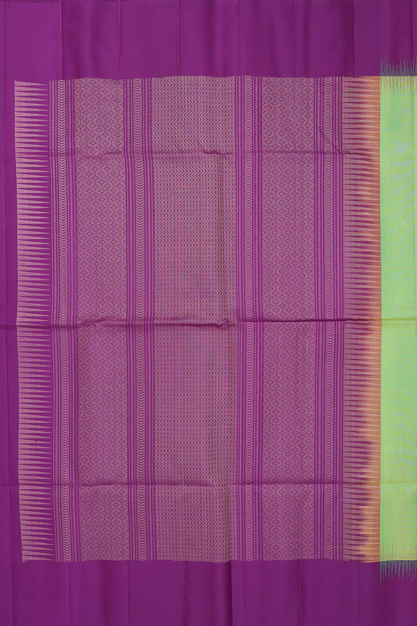 Soft Silk Saree In Lime Green With Zari Buttas