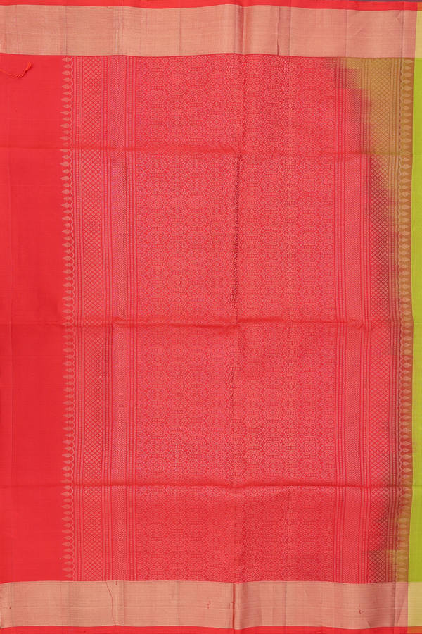 Soft Silk Saree In Lime Green With Zari Motifs