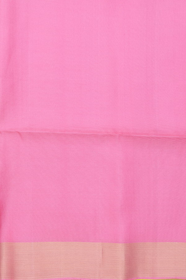 Soft Silk Saree In Lime Yellow With Zari Motifs