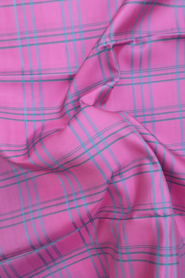 Soft Silk Saree In Lotus Pink With Checks Design