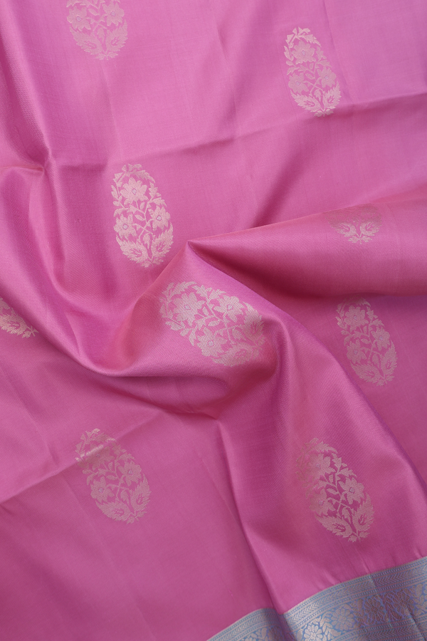 Soft Silk Saree In Lotus Pink With Floral Motifs