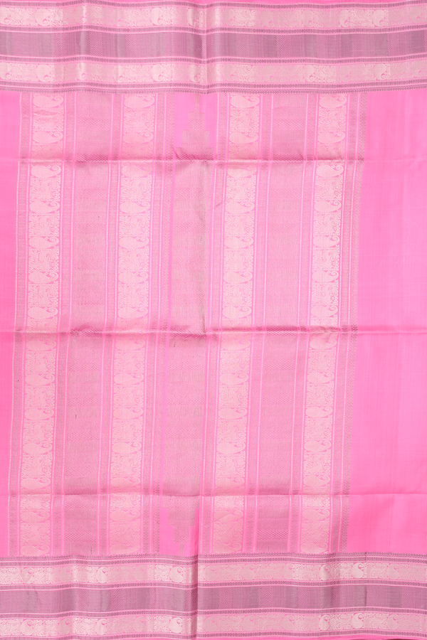 Soft Silk Saree In Lotus Pink With Peacock Buttas