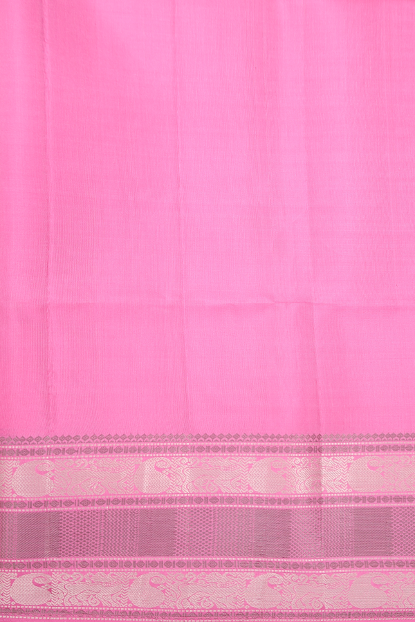 Soft Silk Saree In Lotus Pink With Peacock Buttas