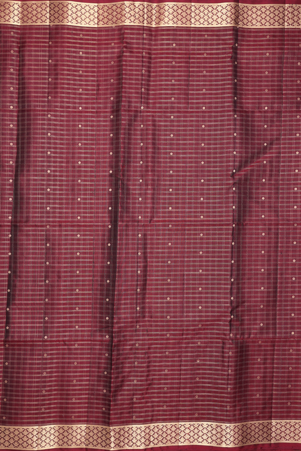 Soft Silk Saree In Maroon With Checks Design