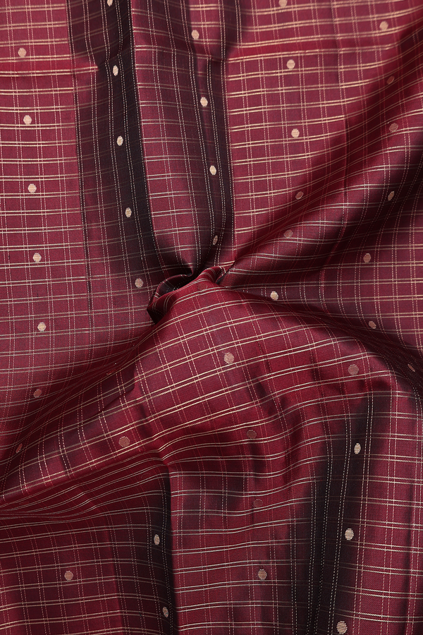 Soft Silk Saree In Maroon With Checks Design
