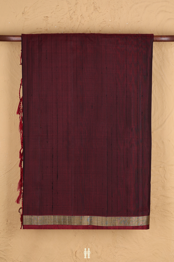 Soft Silk Saree In Maroon With Self Stripes Design