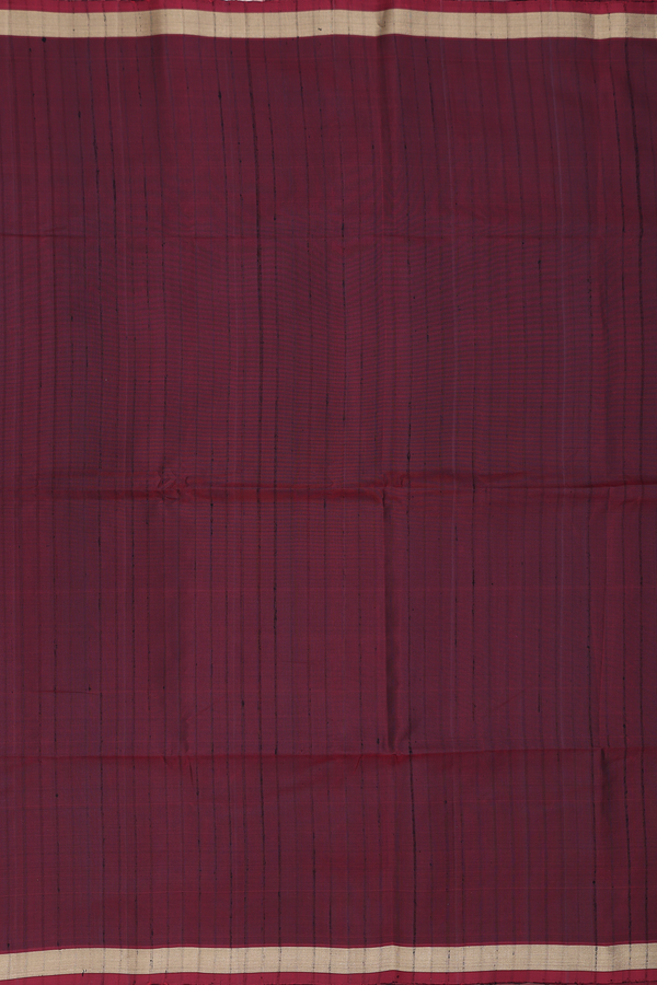 Soft Silk Saree In Maroon With Self Stripes Design