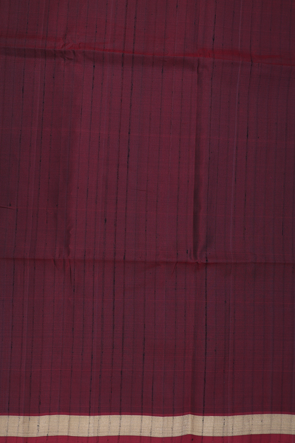 Soft Silk Saree In Maroon With Self Stripes Design