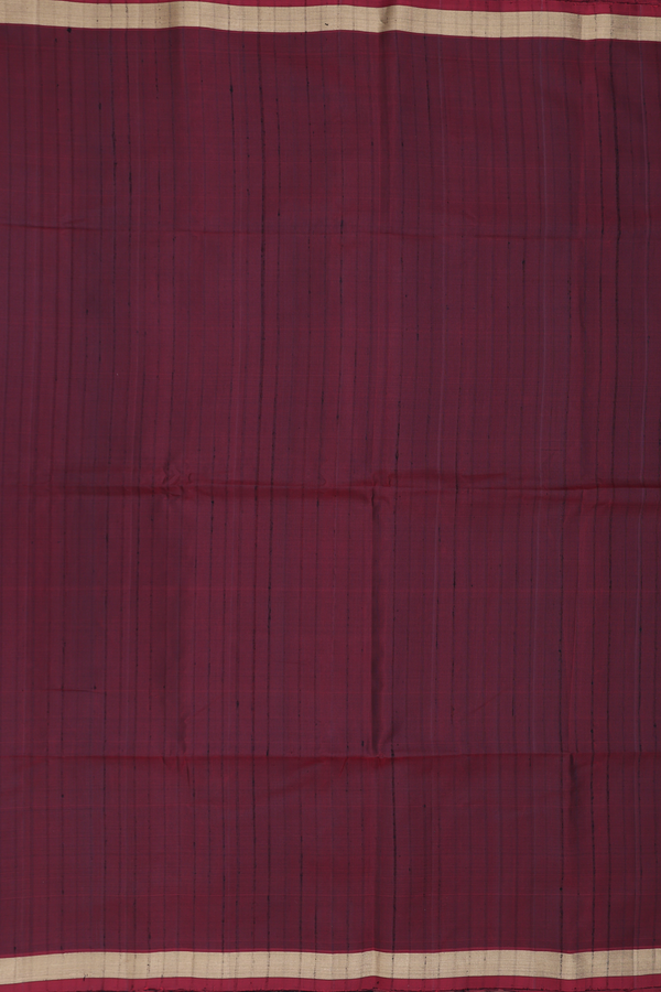 Soft Silk Saree In Maroon With Self Stripes Design