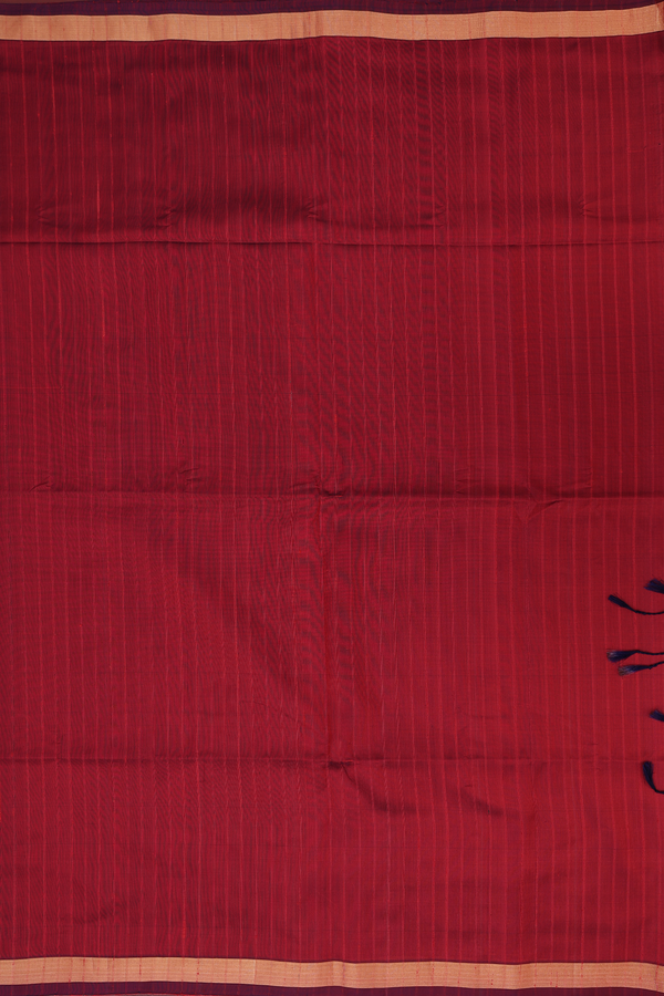 Soft Silk Saree In Maroon With Stripes Design