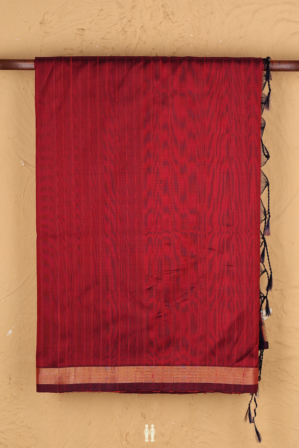 Soft Silk Saree In Maroon With Stripes Design