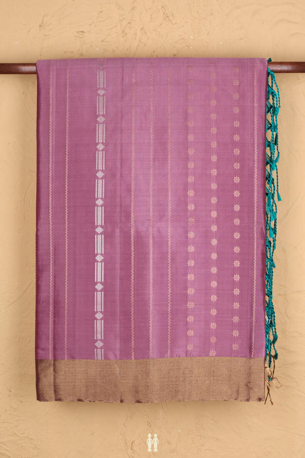 Soft Silk Saree In Mauve With Stripes Design